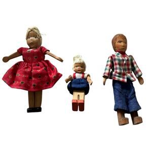 Vintage Lotte Sievers Hahn Dollhouse Doll Family Germany Hand Carved Wood 3.5-5"